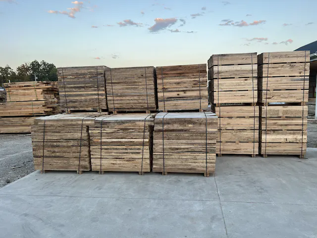 Stacked wooden pallets